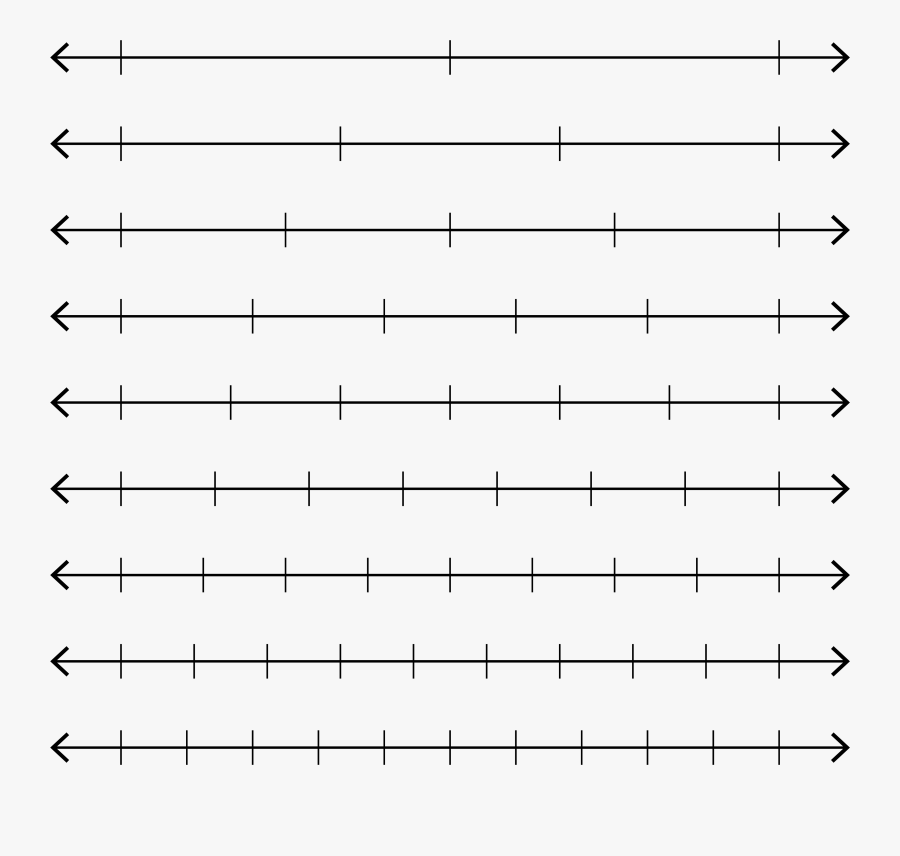Clip Art Image Of Number Line - Unlabeled Fraction Number Line, Transparent Clipart