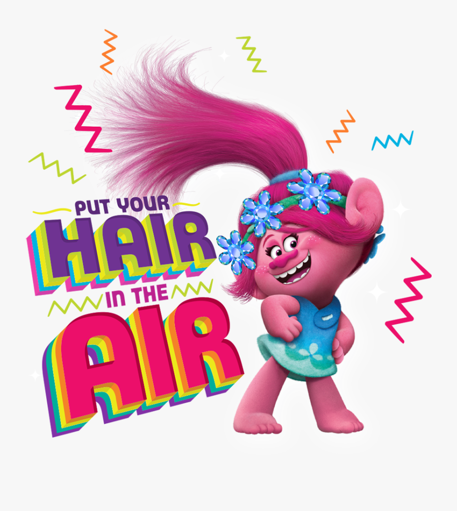 Trolls Movie Hair In The Air Poppy Design - Cartoon, Transparent Clipart