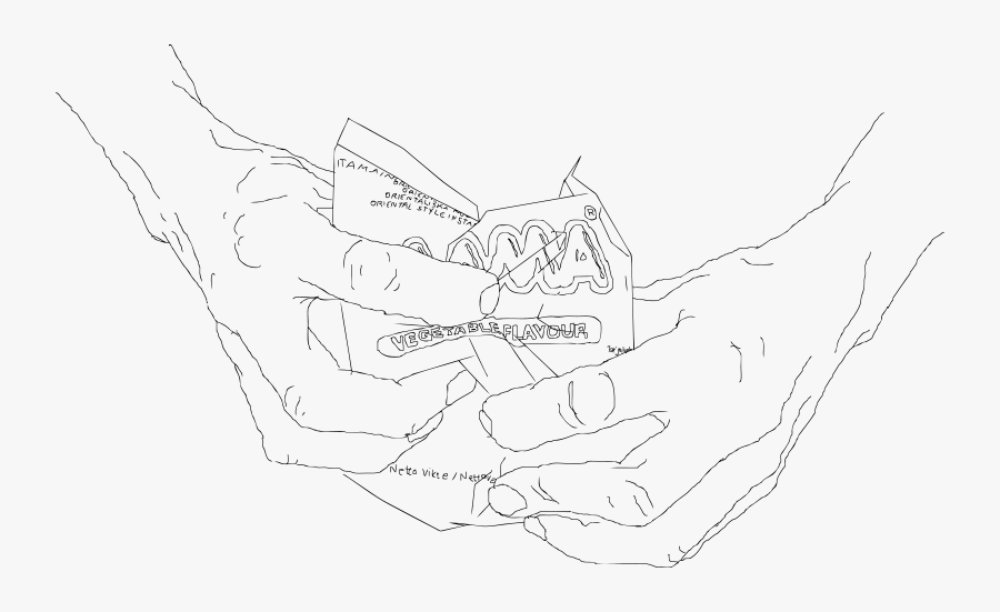 Pack Of Noodles Being Crunched - Line Art, Transparent Clipart