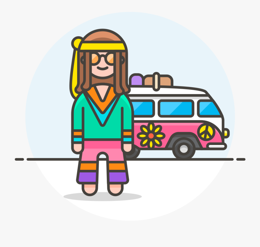 Hippie Male Icon - Illustration, Transparent Clipart