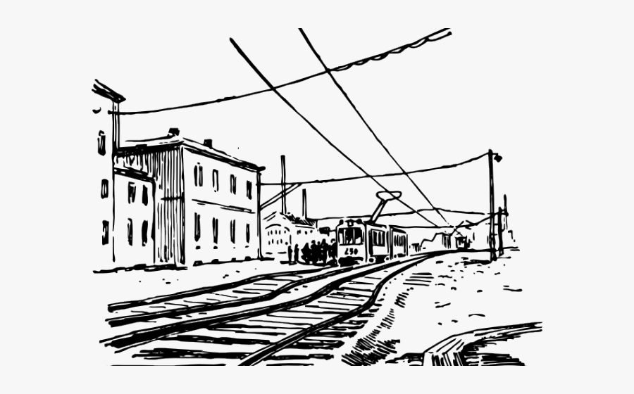 Track Of Rail Black And White Clipart, Transparent Clipart