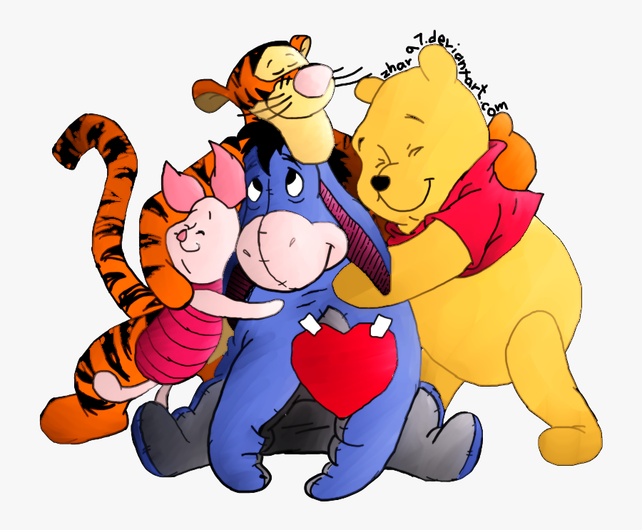 Winnie The Pooh And Friends Hugging, Transparent Clipart