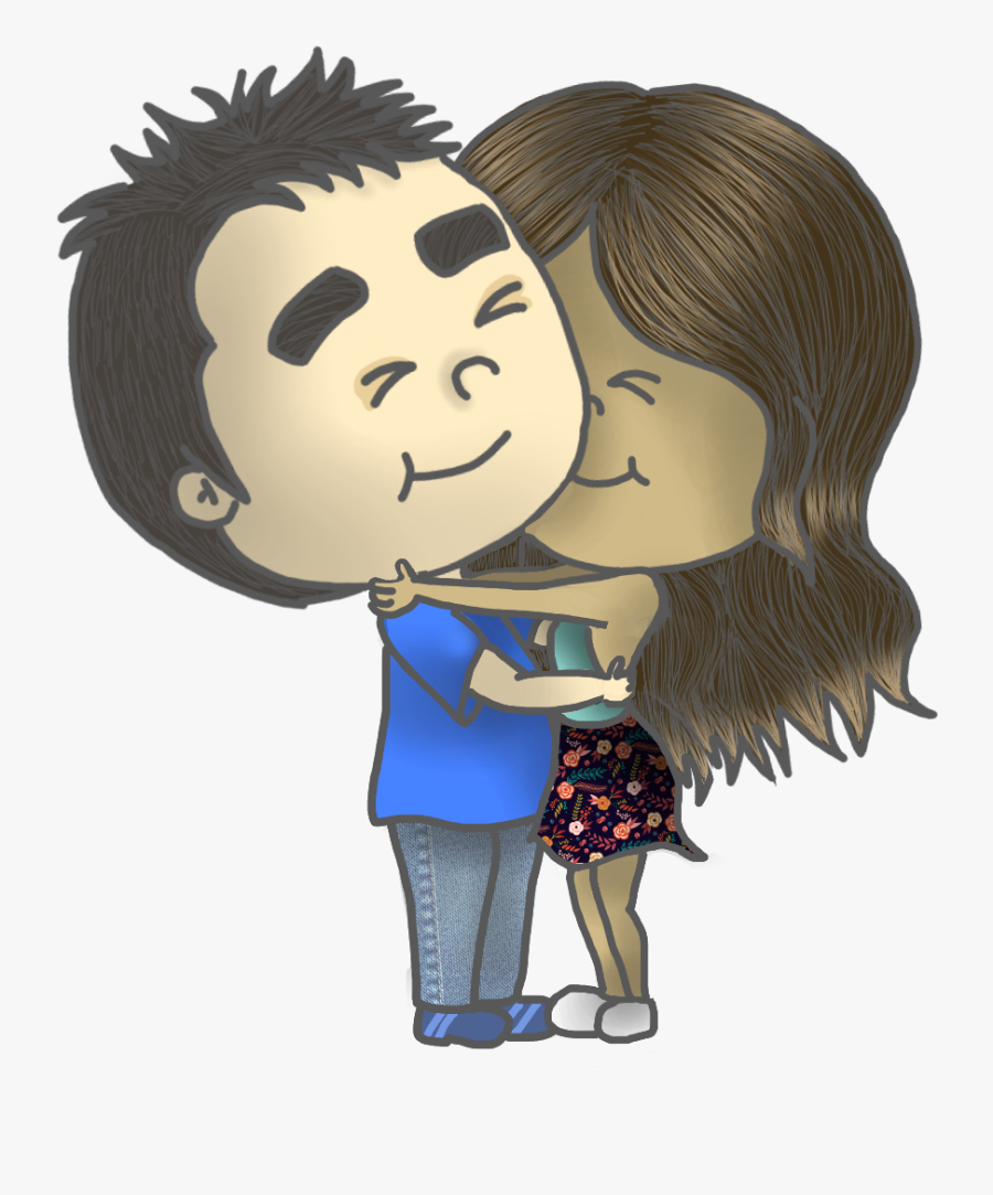 Transparent Hugging Clipart - Cartoon Hugging Couple Png, Transparent Clipart
