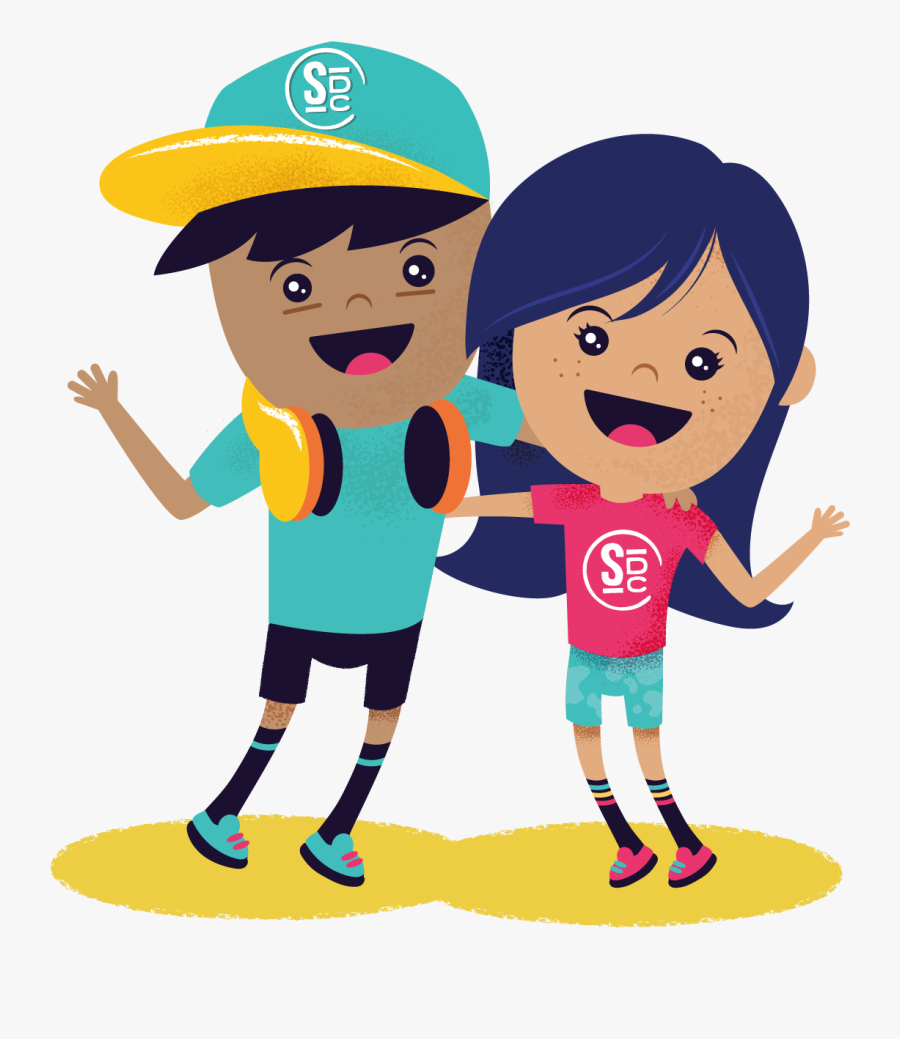 Sunshine Day Camp Characters Hugging - Cartoon, Transparent Clipart