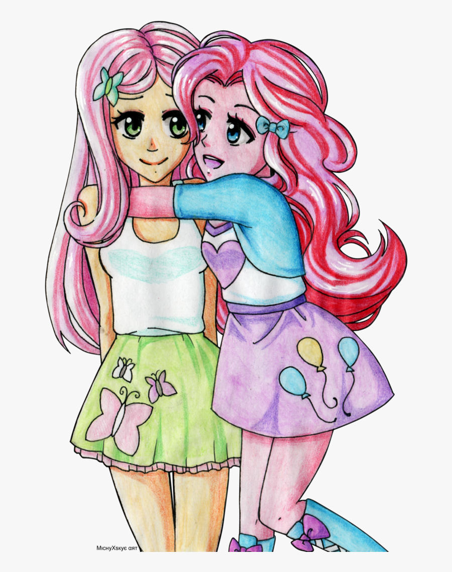 Michychan, Equestria Girls, Fluttershy, Hug Png Free - Pinkie Pie Fluttershy Equestria Girls, Transparent Clipart