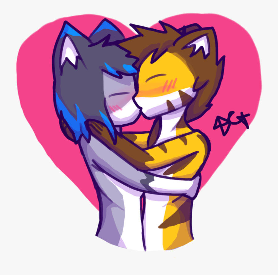 Kissing Furry Couple - Furry Couple Kissing, Transparent Clipart