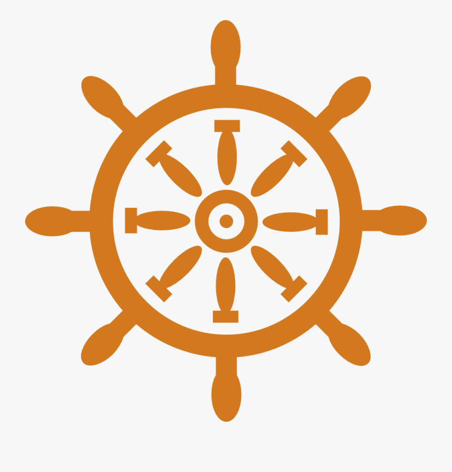 Sailor Clipart Wheel - Orange And White Flag With Wheel, Transparent Clipart