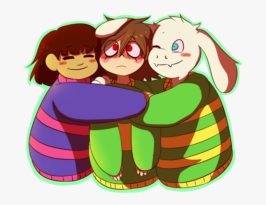 Son Clipart Hugging - Frisk X Chara X Asriel, Transparent Clipart
