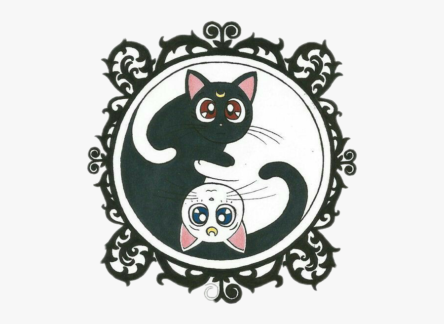 Sailor Cat Clipart - Luna And Artemis Yin Yang, Transparent Clipart