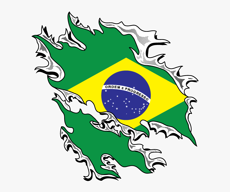 Brazilian Flag Tear Design República Federativa Do - Brazil Flag, Transparent Clipart