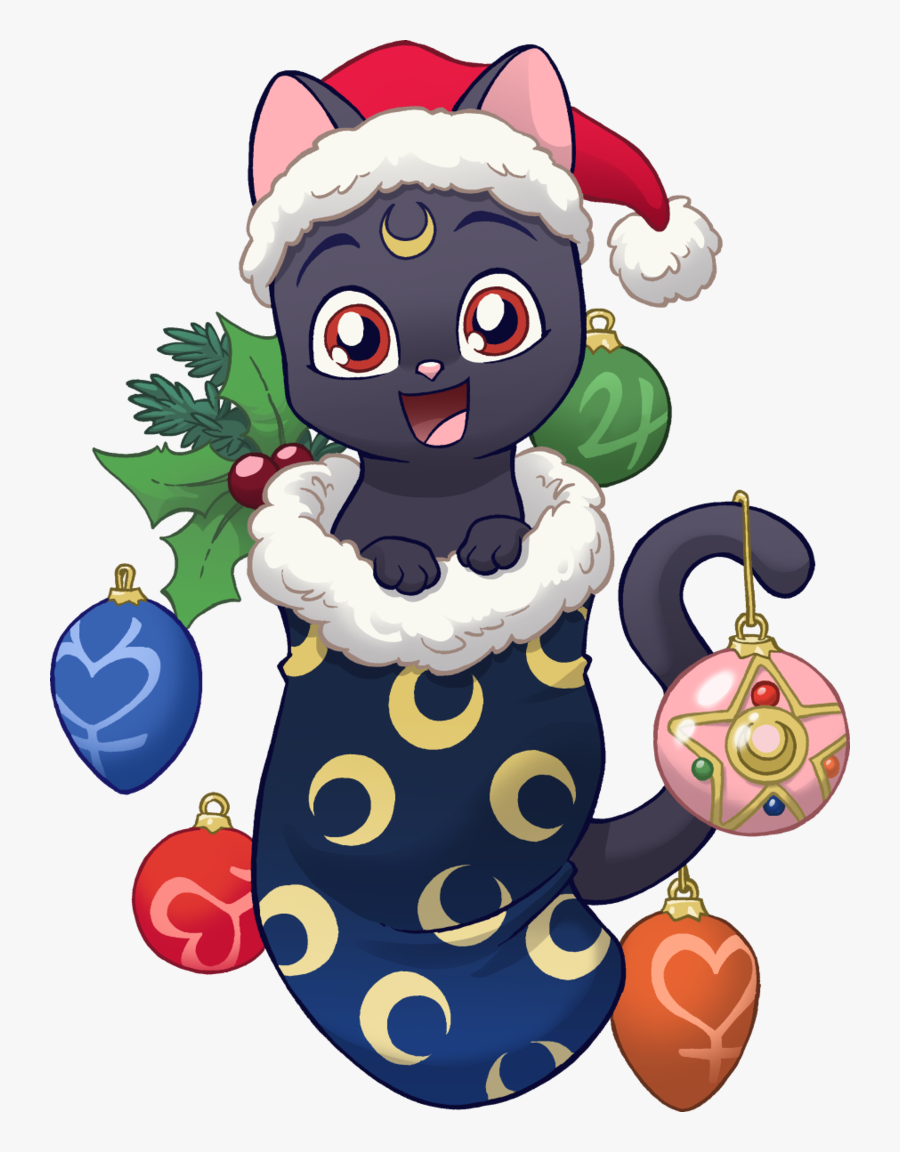 Transparent Stocking Stuffer Clipart - Sailor Moon Cat Christmas, Transparent Clipart