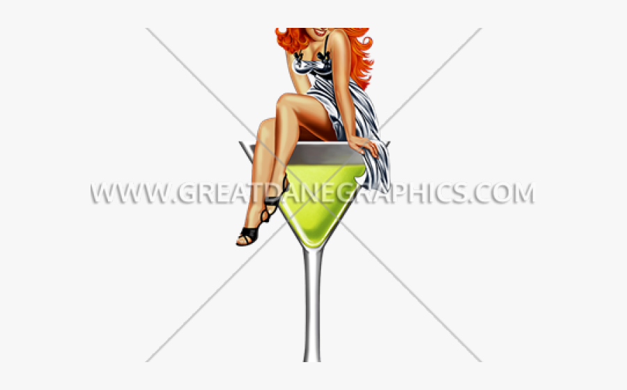Pin Up Clipart Martini - Illustration, Transparent Clipart