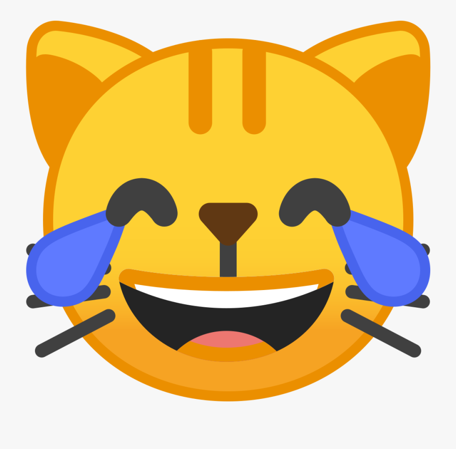 Cat Face With Tears Of Joy Icon - Android Cat Emoji Png, Transparent Clipart