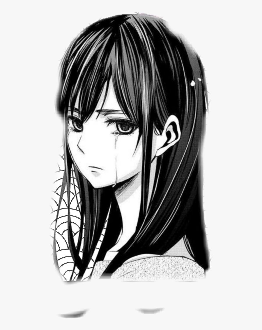 Transparent Tear Clipart Black And White - Sad Anime Girl Crying, Transparent Clipart