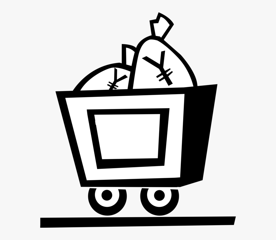Mining Cart With Dollar, Transparent Clipart