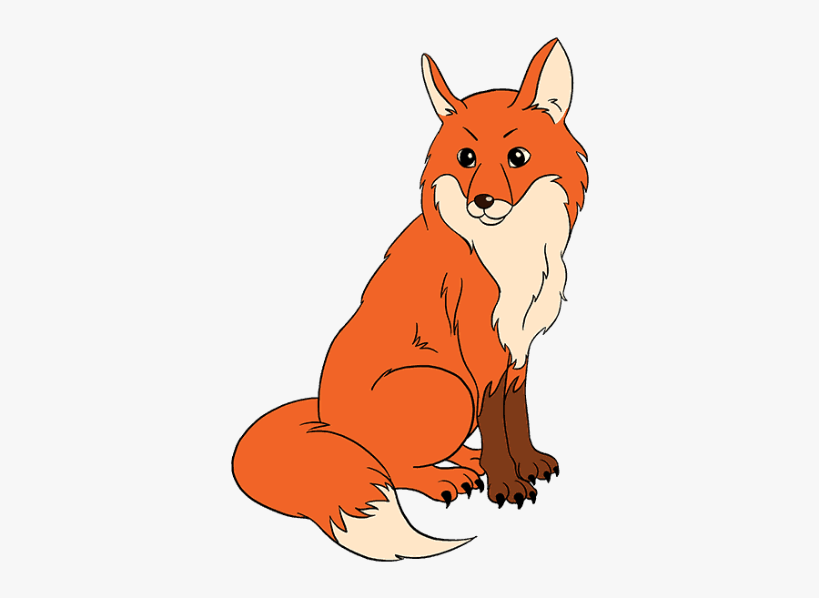 Clip Art In Few Easy Steps - Fox Drawing, Transparent Clipart