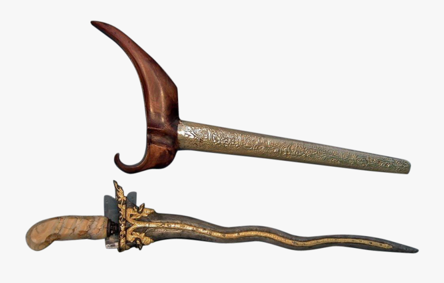 Antique Javanese Indonesian Kris Keris With Molar Fossil - Indonesian Kris, Transparent Clipart