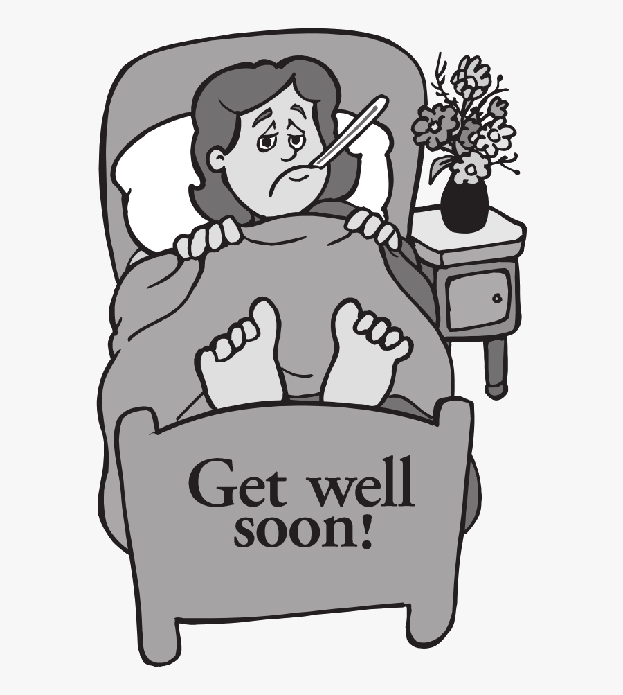 Transparent Get Well Soon Clipart Black And White - Greeting Card Sick Person, Transparent Clipart