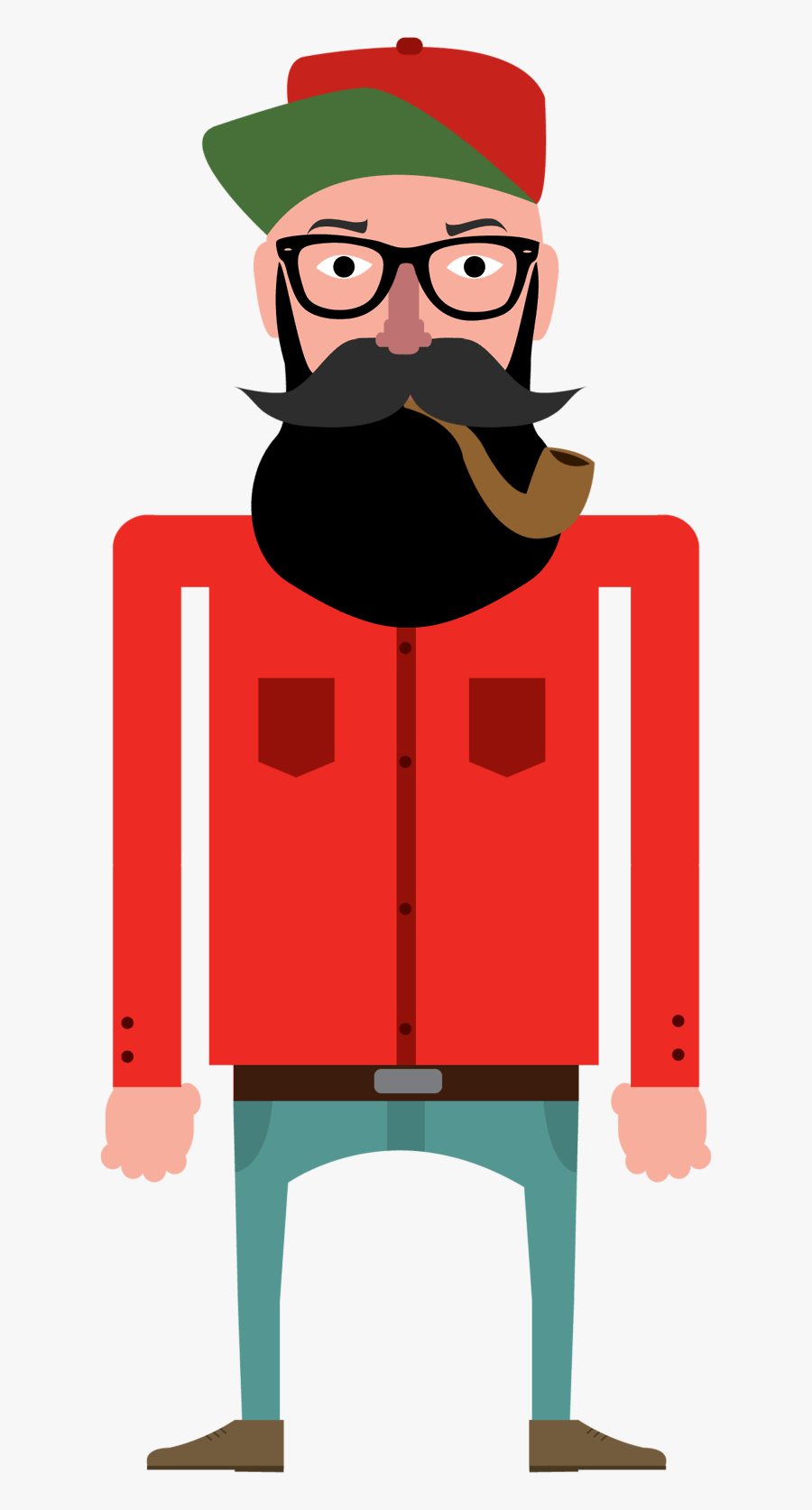 Hipster Clipart Lumberjack Flat Design Lumberjack - Flat Design Character Png, Transparent Clipart