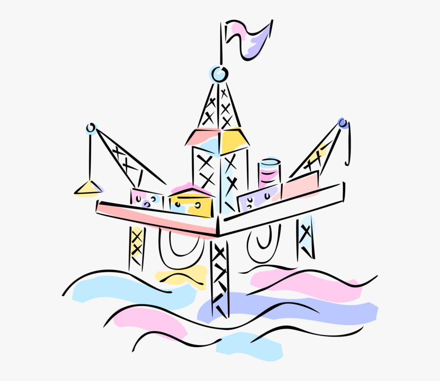 Vector Illustration Of Offshore Petroleum Fossil Fuel, Transparent Clipart