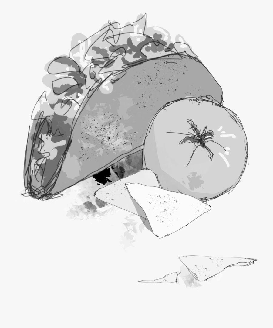 Transparent Taco Clipart Black And White - Sketch, Transparent Clipart