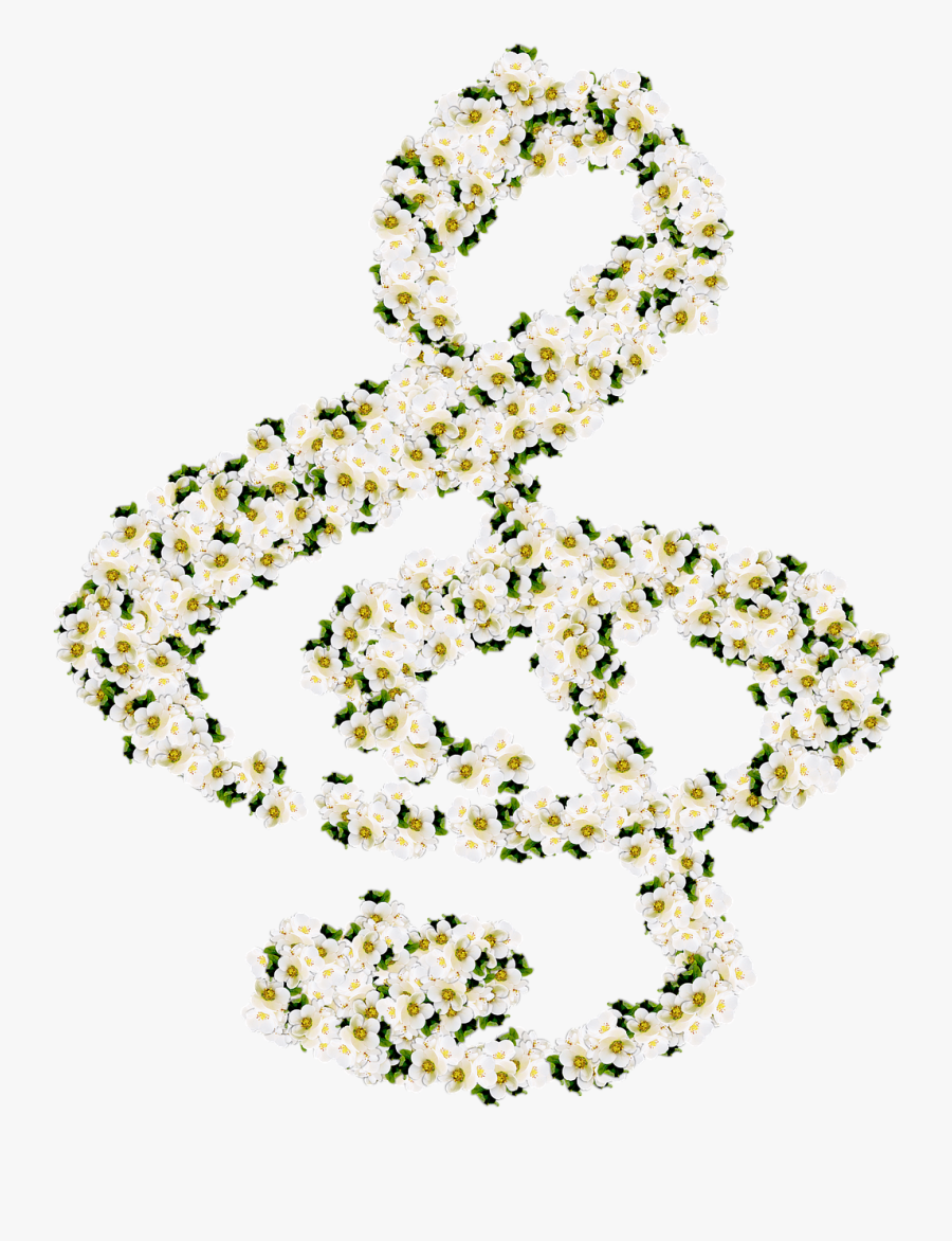 Music Note Treble Clef Flowers Png Image - Flower Music Notes Png, Transparent Clipart