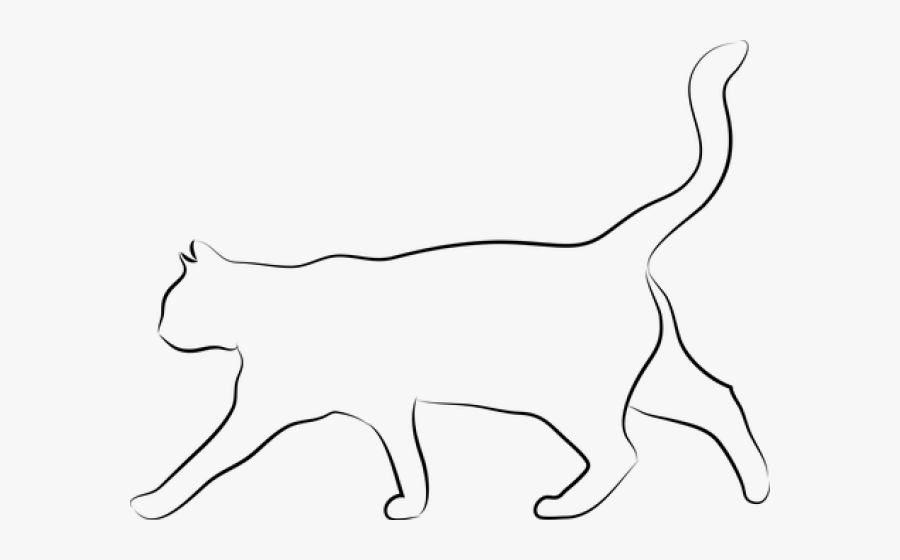 Cat Silhouette Outline - Siluetas De Animales En Blanco, Transparent Clipart