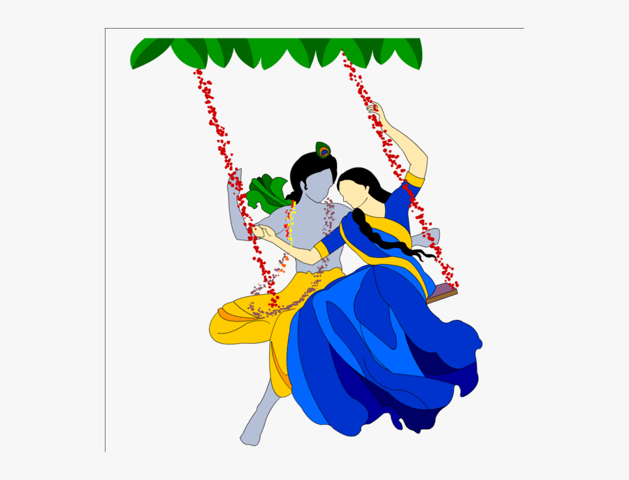 Radha Krishna Png Transparent Images - Cartoon Radha Krishna Holi, Transparent Clipart