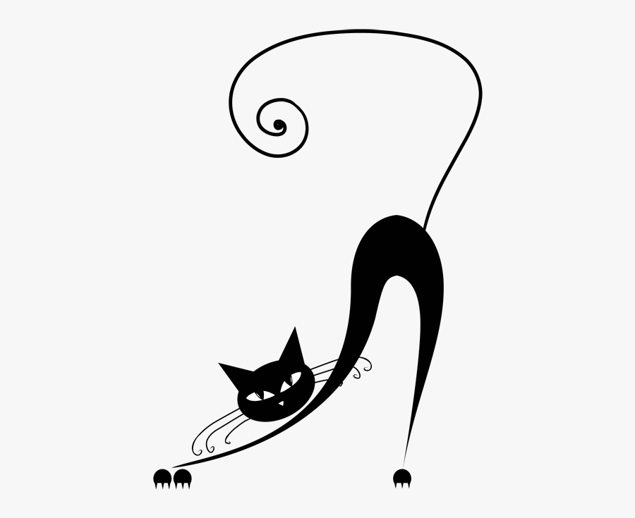 Abstract Cat Silhouette - Black Cat Drawing Easy, Transparent Clipart