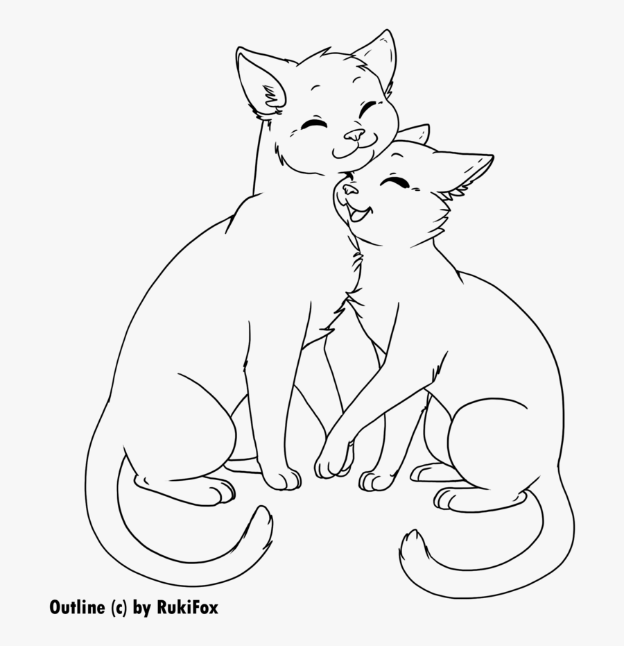 Transparent Cat Outline Png - Cat And Kitten Drawing, Transparent Clipart