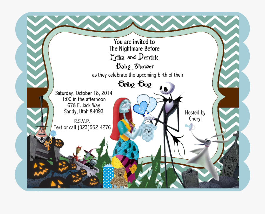 Nightmare Before Christmas Baby Shower Invitations, Transparent Clipart