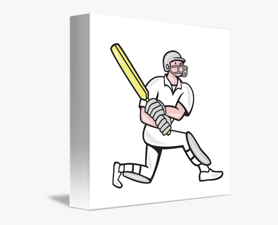 Clip Art Player Batsman Batting Kneel - Cricket Batting Cartoon Drawing, Transparent Clipart