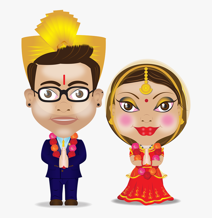 Character Design Modern Hindu Wedding Card On - Hindu Wedding, Transparent Clipart