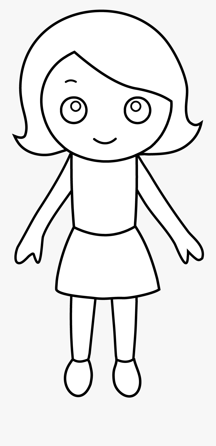 Drawing Little Coloring Free - Little Kid Cartoon Outline, Transparent Clipart