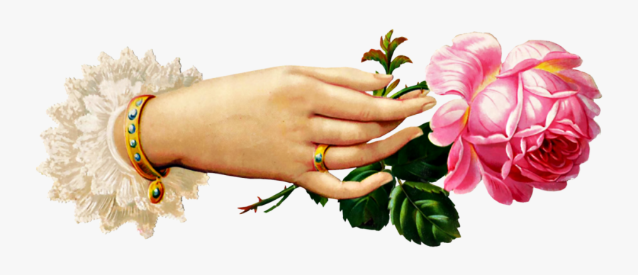 Free Victorian Hand With - Victorian Hand Holding Flower, Transparent Clipart