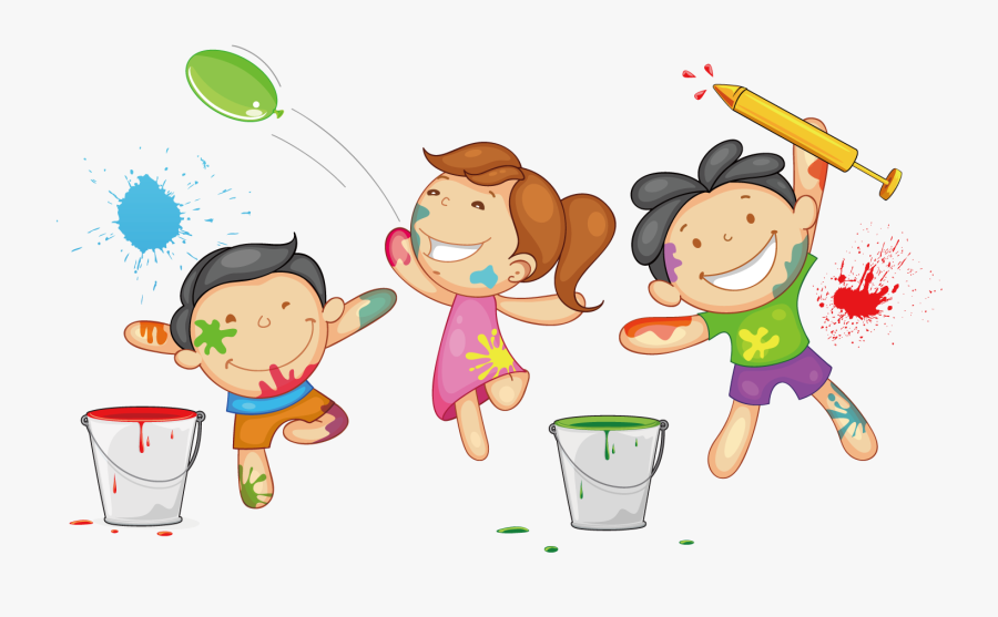 Graffiti Drawing Holi Children Hq Image Free Png Clipart - Clipart Of Holi Scene, Transparent Clipart