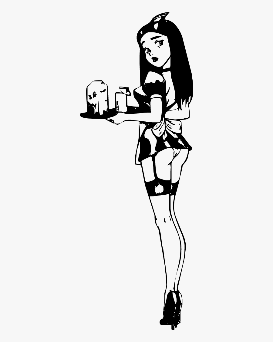 Retro Clipart Waitress - Sexy Waitress Cartoon, Transparent Clipart