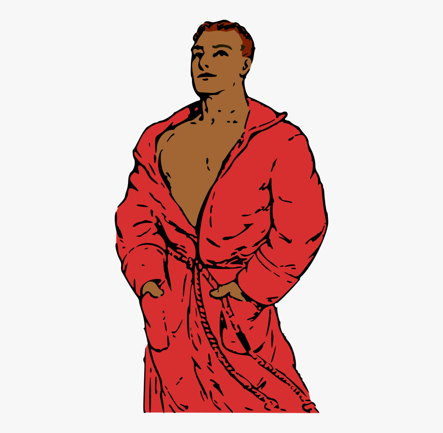 Free Man In Bathrobe - Man In Bathrobe Cartoon, Transparent Clipart