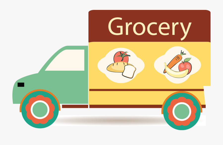 Grocery Clipart Grocery Truck - Grocery Truck Cartoon, Transparent Clipart