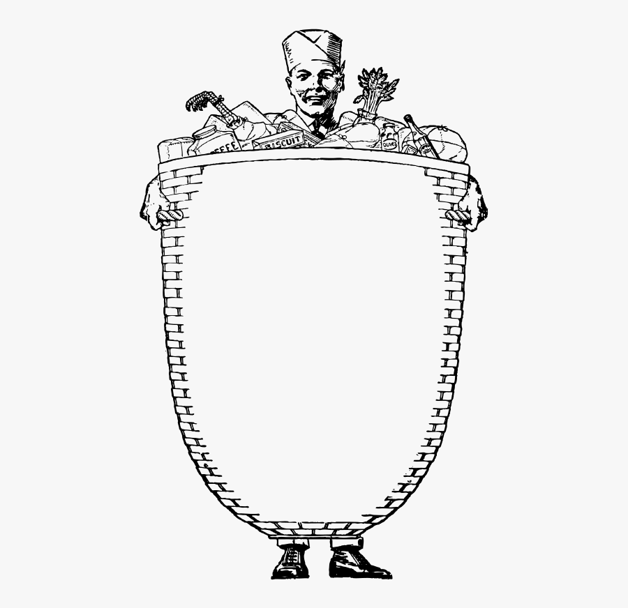 Grocer Carrying Big Basket - Vector Grocery Image Png, Transparent Clipart