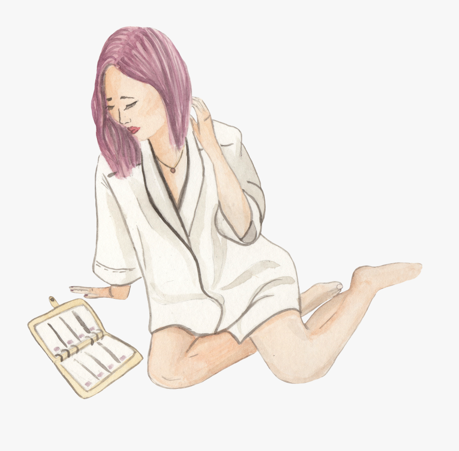 Planner Girl Clipart - Sitting, Transparent Clipart