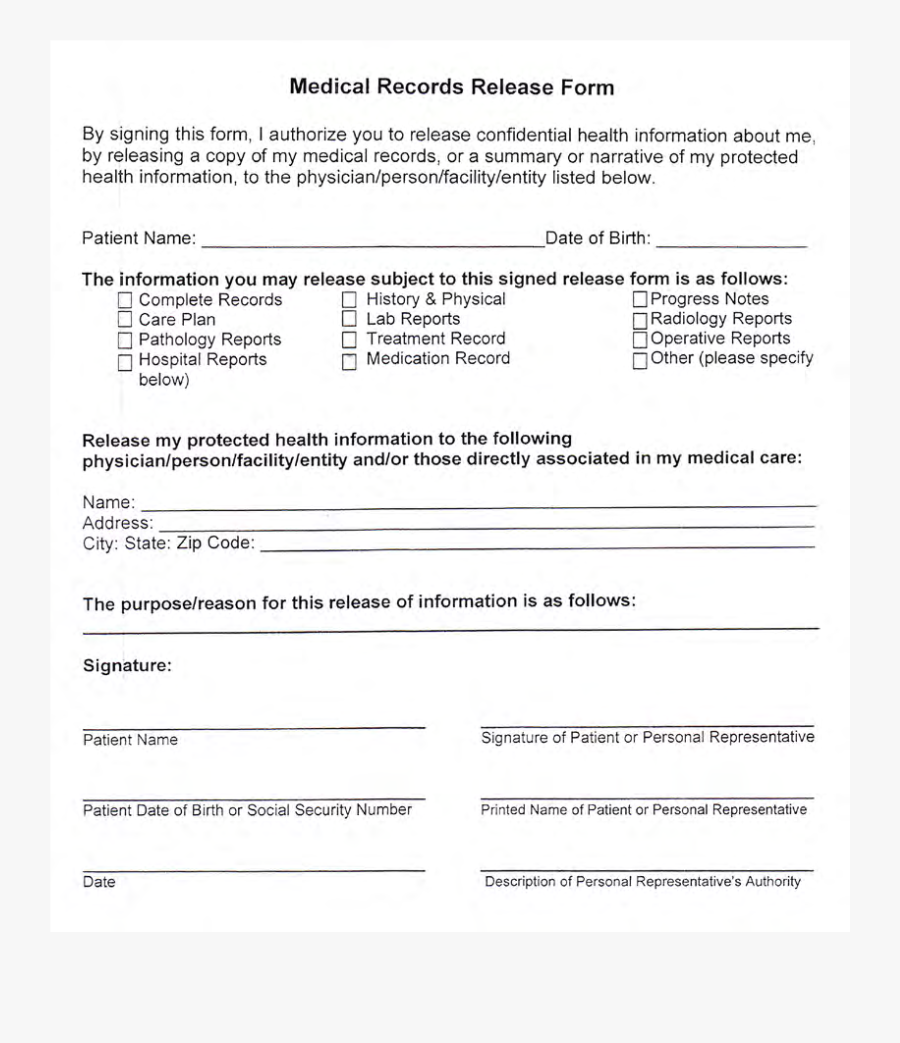 Chart Clipart Medical Record - Patient Medical Records Form, Transparent Clipart