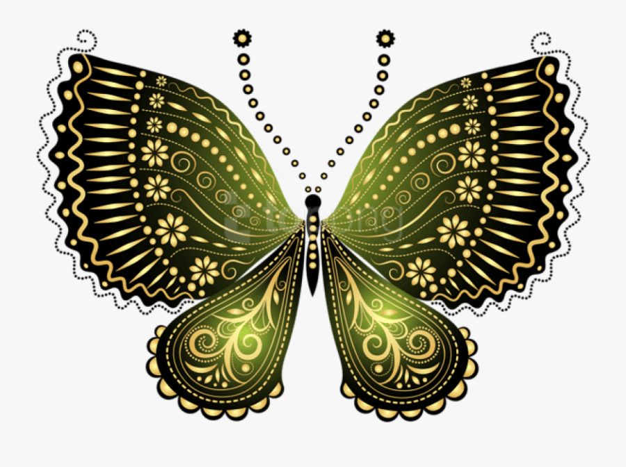 Clipart Drawing Gg71232364 - Black And Gold Butterflies, Transparent Clipart