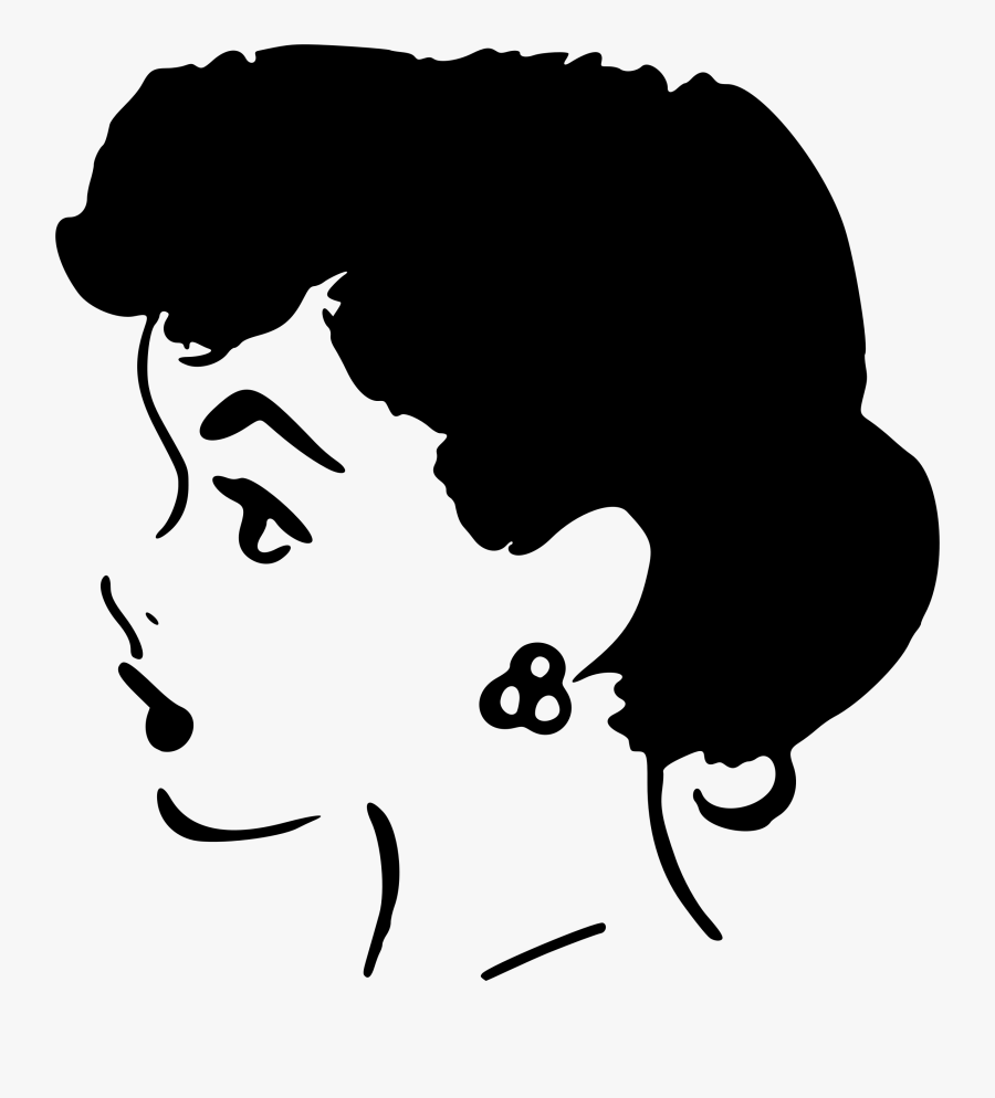 Lady"s Head In Profile - Cartoon Woman Silhouette, Transparent Clipart