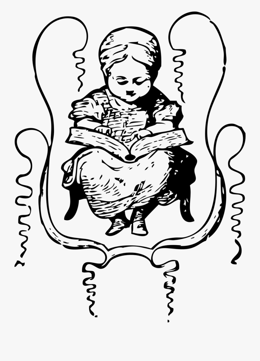Little Girl Reading - Drawing Of Girl's Education, Transparent Clipart