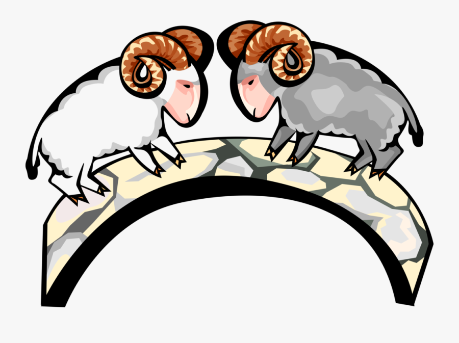 Vector Illustration Of Mountain Goat Rams Butt Heads - Proyecto Del Hombre Borrego, Transparent Clipart
