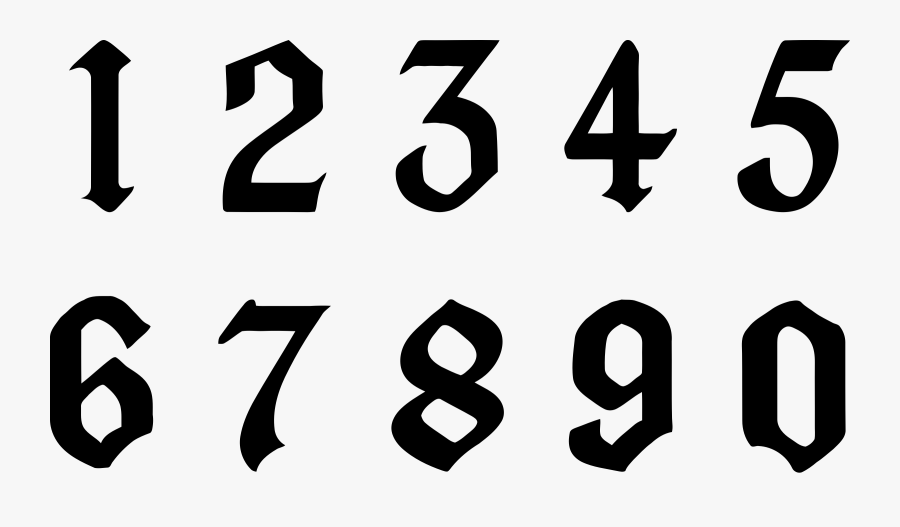 Number Set 5 Png Black And White Library - Numbers Clipart Black, Transparent Clipart