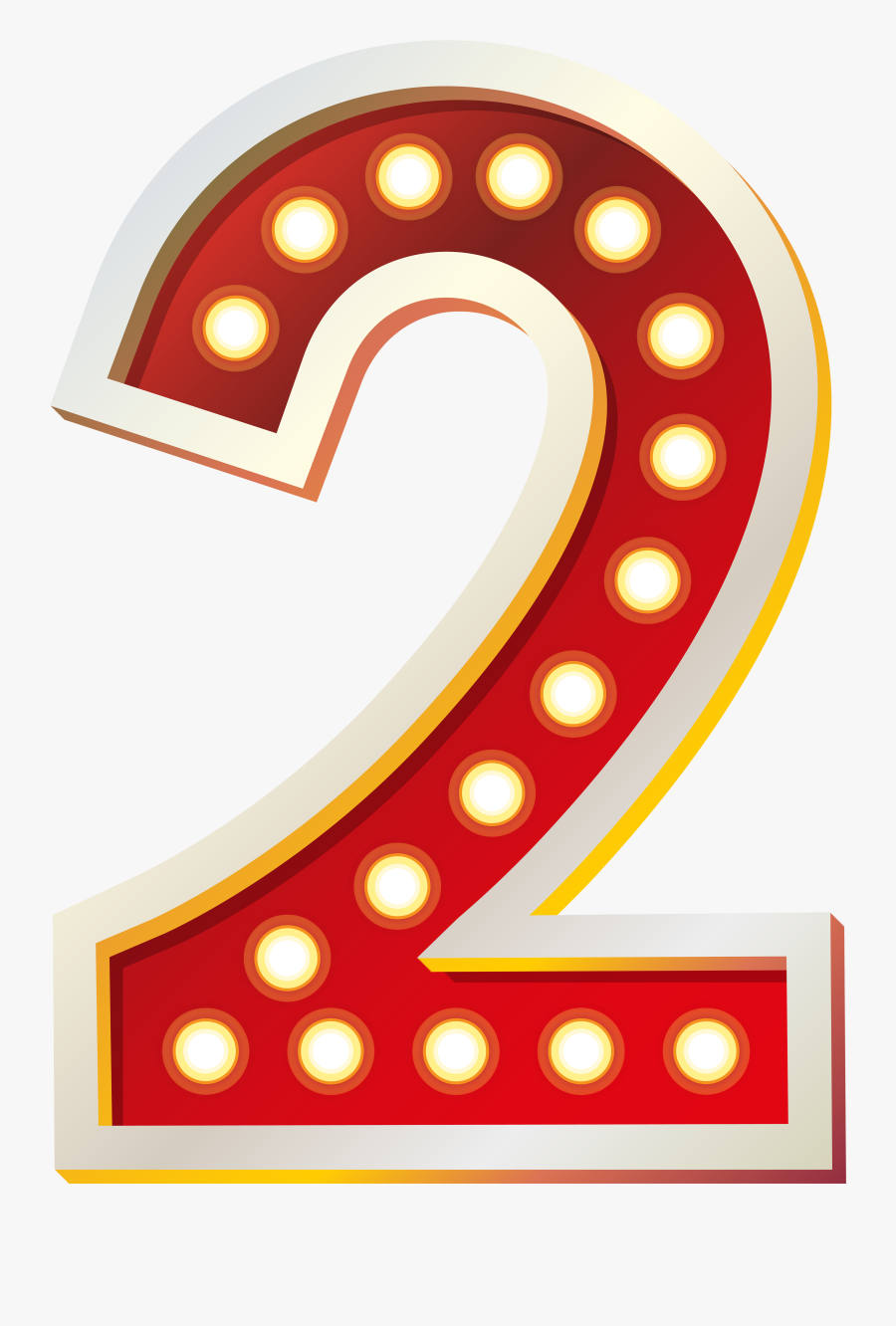 Red Number Two With Lights Png Clip Art Image​ - Number 9 Clipart, Transparent Clipart