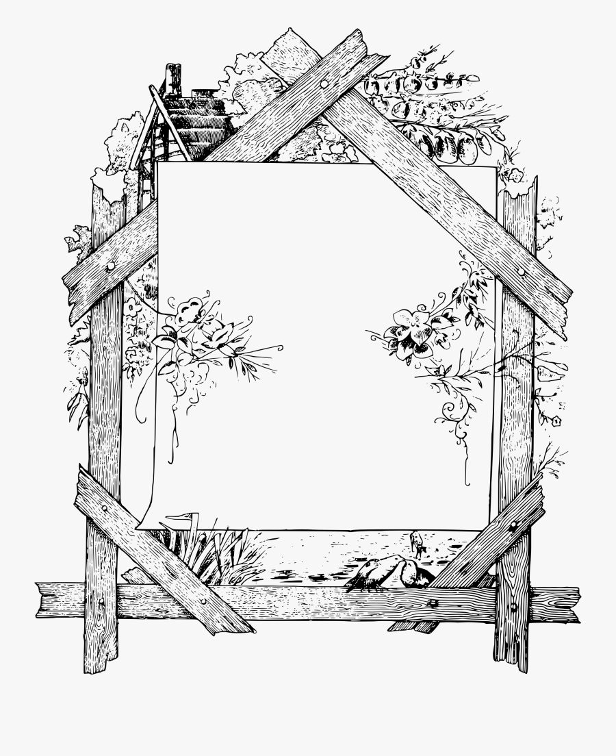 Corner Clipart Rustic - Black And White Wood Frame Clipart, Transparent Clipart