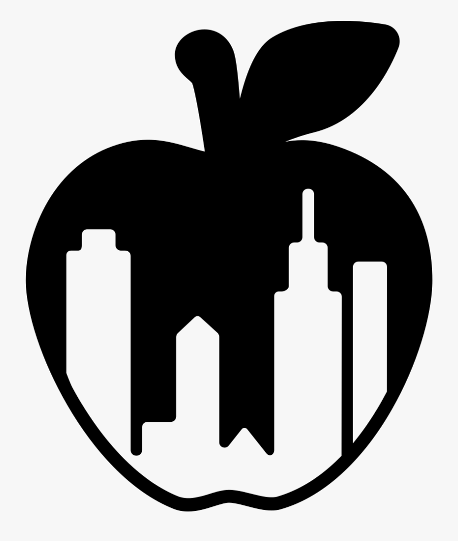 New York City Apple Symbol With Buildings Shapes Inside - Symbol For New York, Transparent Clipart